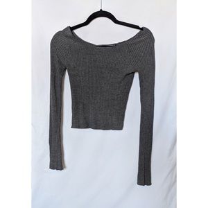 Brandy Melville Grey Off The Shoulder Long Sleeve